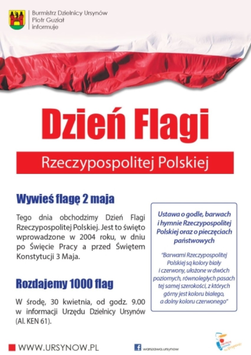Urząd Dzielnicy Ursynów rozda 1000 flag na Dzień Flagi 2...