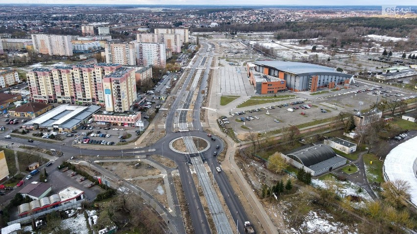 Przebudowa ul. Szafera w Szczecinie. Zdjęcia z 28.01.2021.