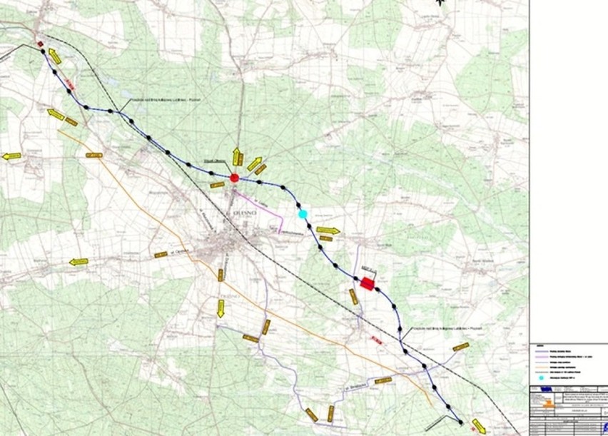 Obwodnica Olesna - mapa z przebiegiem trasy.