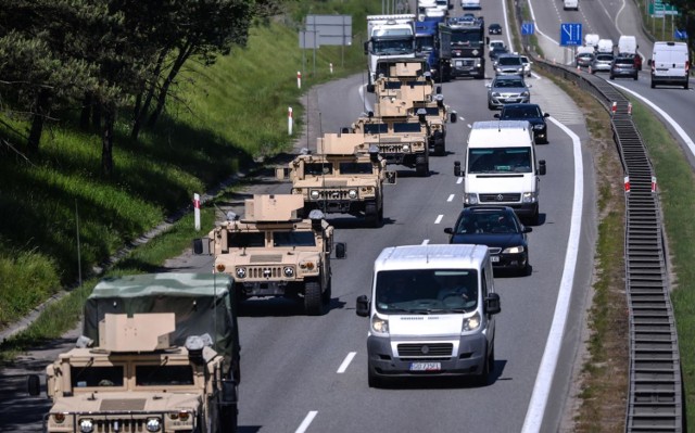 30.05.2018 Gdańsk
Przejazd wojsk amerykańskich obwodnicą Trójmiasta. Amerykanie jadą na poligon do Drawska Pomorskiego