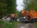 Miejskie służby sprzątają dzikie wysypisko śmieci na Zawiszy Czarnego w Rzeszowie