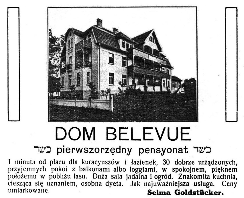 Reklama przedwojennego żydowskiego pensjonatu „Bellevue”...