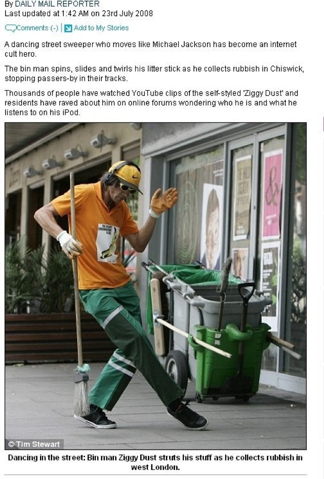 Ziggy Dust w akcji, zdjęcie do artykułu publikowanego w Daily Mail