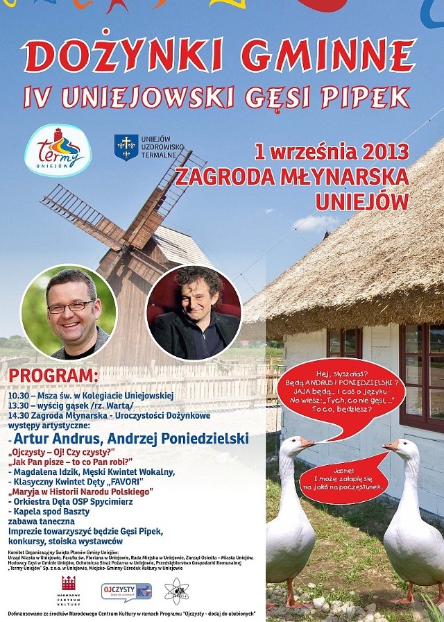 Gęsi Pipek w Uniejowie - plakat