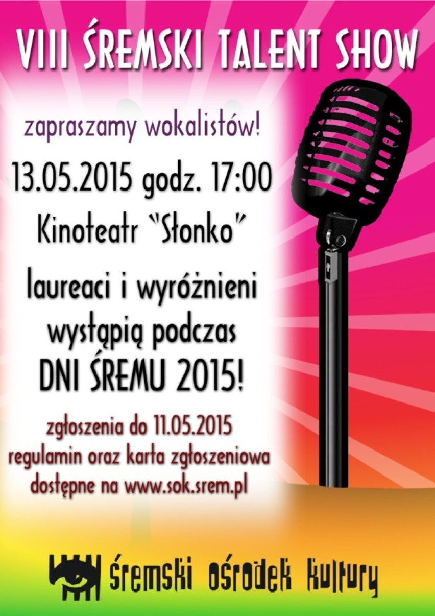 Śrem: VIII Śremski Talent Show i Przegląd Młodych Zespołów [ZAPROSZENIE]