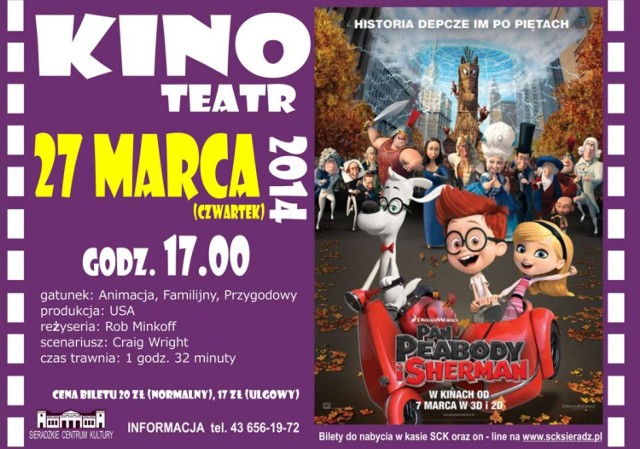 Czwartkowe kino w Sieradzu. 27 marca animacja dla dzieci