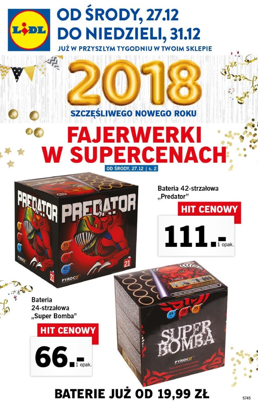 LIDL fajerwerki CENA Sylwester 2017/2018 GAZETKA