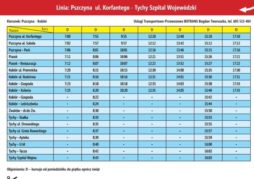 Rozkład jazdy busów w Pszczynie