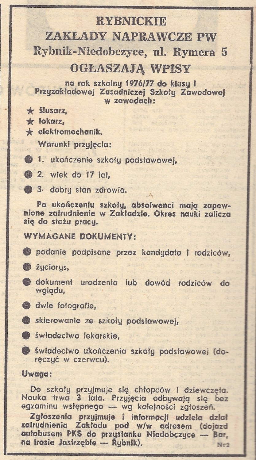 Reklamy i anonse prasowe z Jastrzębia z czasów PRL