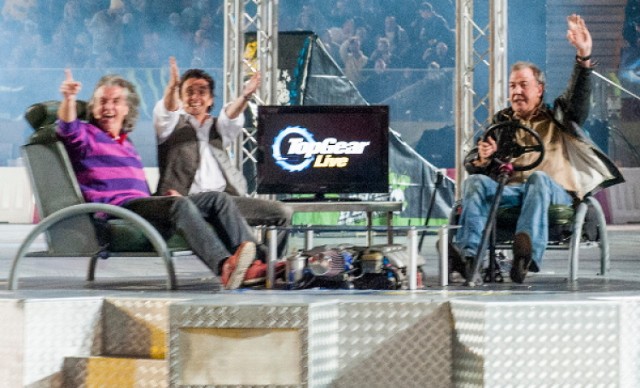 James May, Richard Hammond i Jeremy Clarkson. Top Gear Live na Stadionie Narodowym