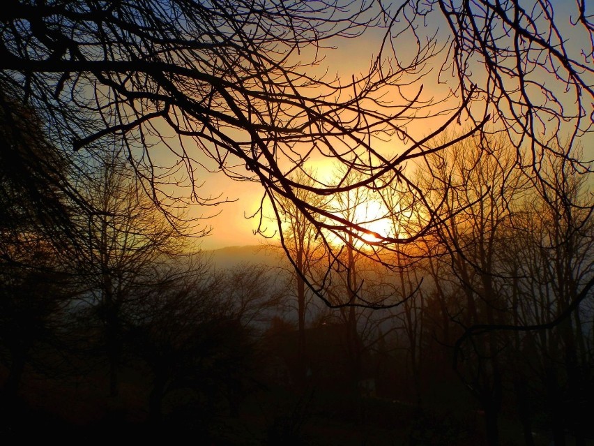 Styczniowy zachód Słońca. Fot. Halina Krüsch Czopowik