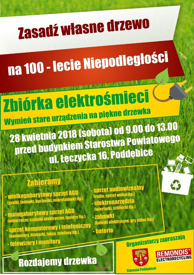 Zbiórka elektrośmieci - sobota przed poddębickim starostwem