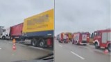 Dolny Śląsk: śmiertelny wypadek drogowy z udziałem trzech samochodów ciężarowych na A4 pod Zgorzelcem [FILM]