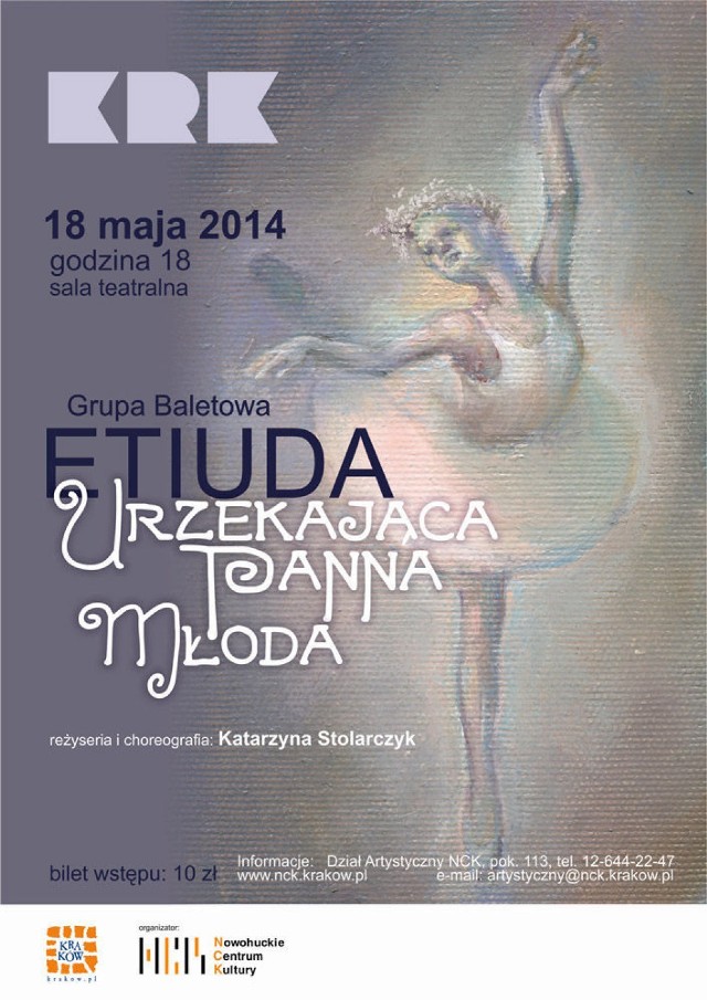 Afisz premierowego spektaklu baletowego w Nowohuckim centrum Kultury w Krakowie