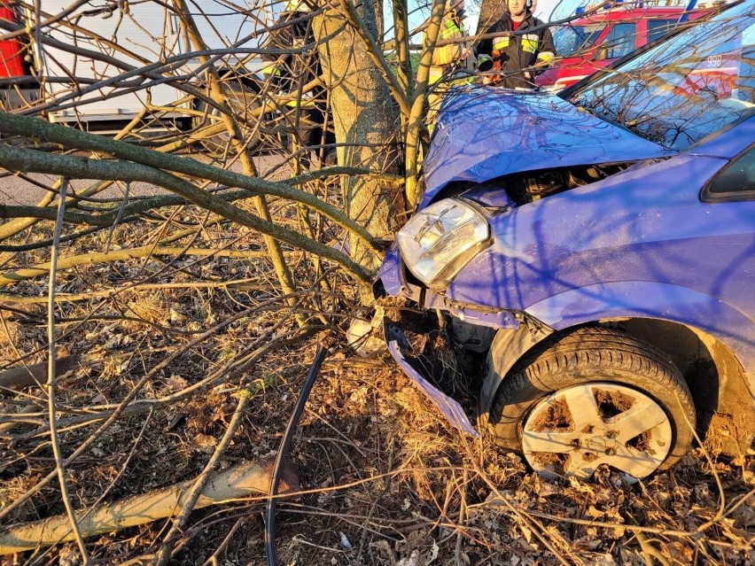 Kierowca stracił panowanie nad pojazdem i uderzył w drzewo....
