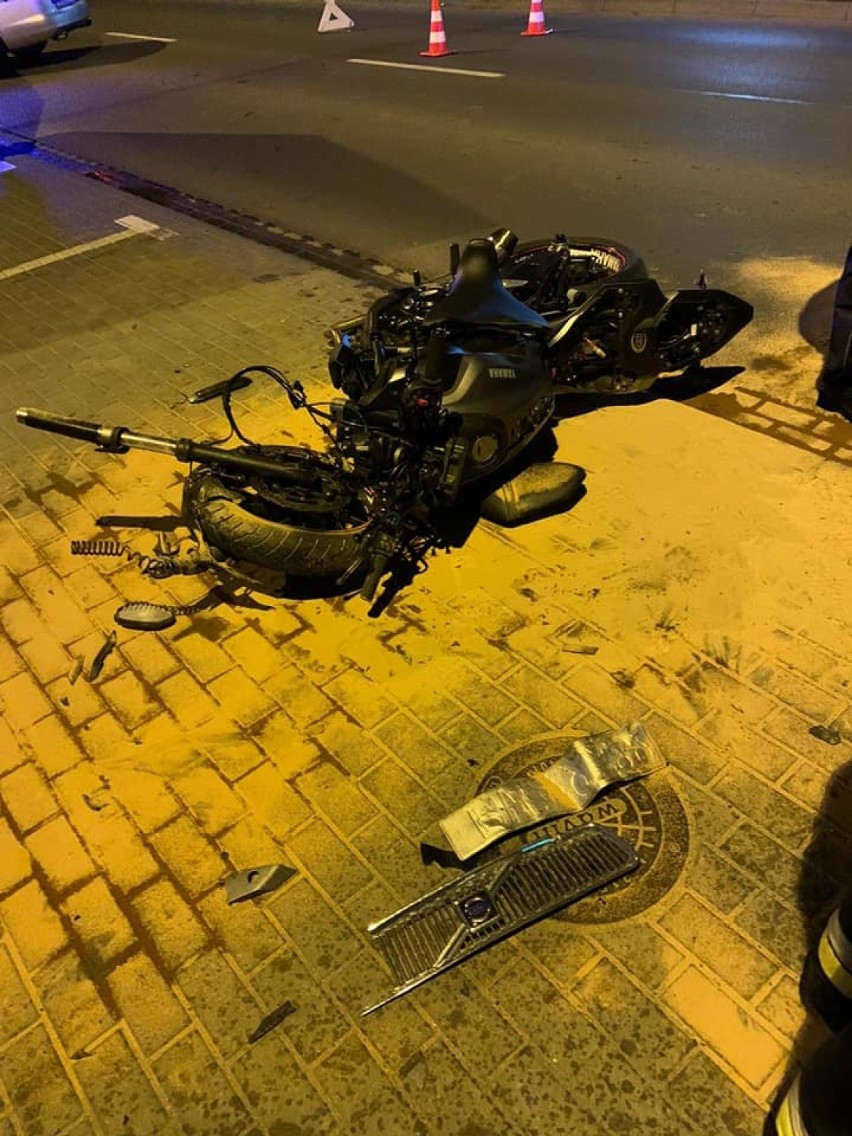 Wypadek z udziałem motocykla i samochodu osobowego w Damasławku 