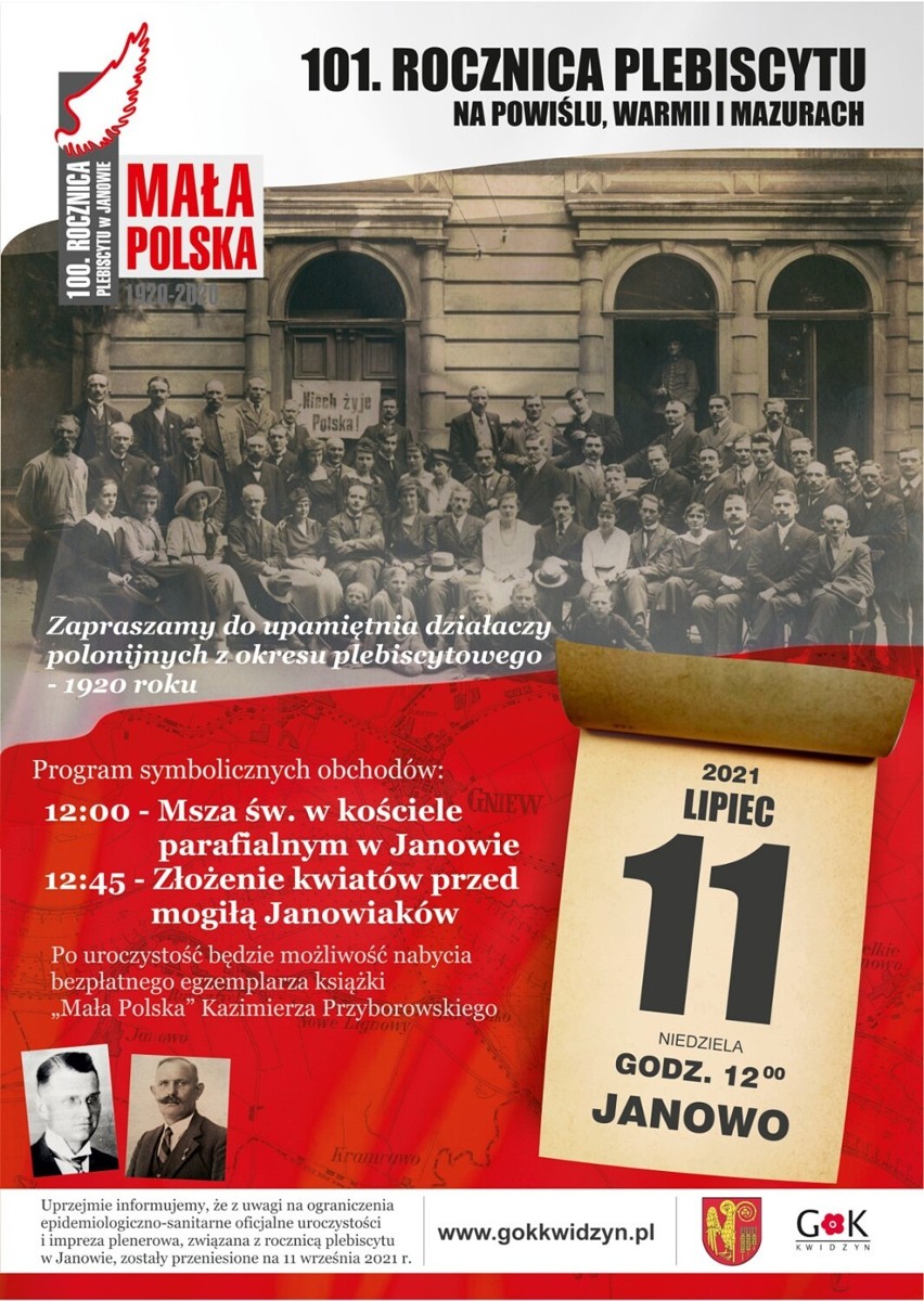 Powiat kwidzyński. 101. rocznica Plebiscytu na Powiślu, Warmii i Mazurach. Symboliczny charakter uroczystości w Janowie