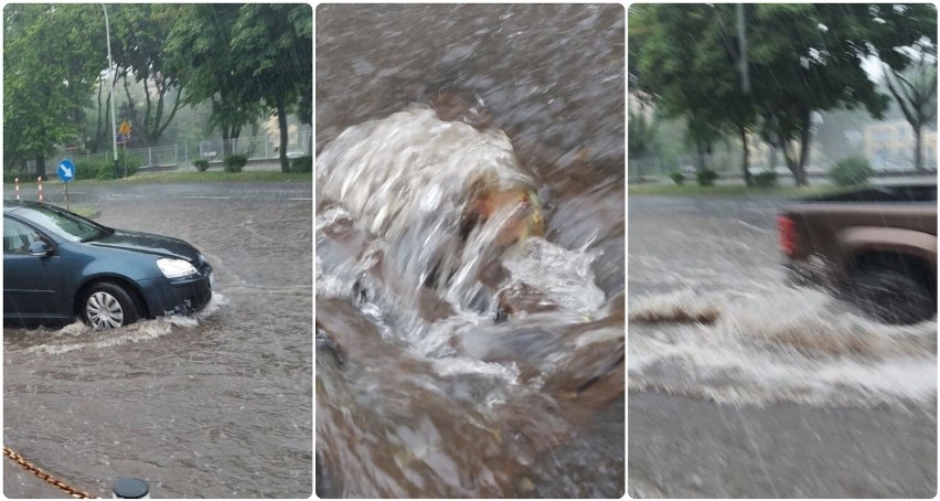 Ulewa w Zielonej Górze przyczyniła się do zalania ulic w...