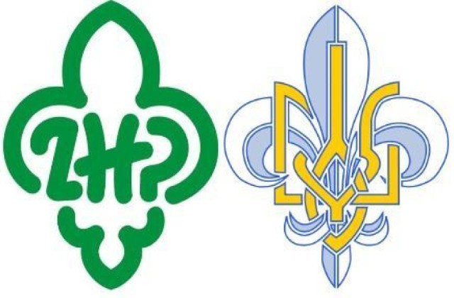 Logo ZHP i lilijka organizacji ukraińskich skautów Płast.