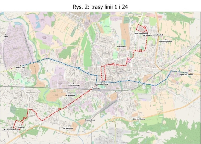 Proponowane trasy linii nr 1 i 24
