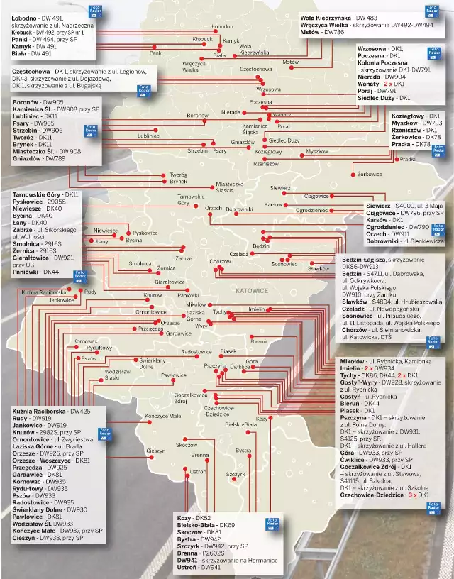 Oto lista 109 masztów w regionie, w których mogą zostać umieszczone fotoradary