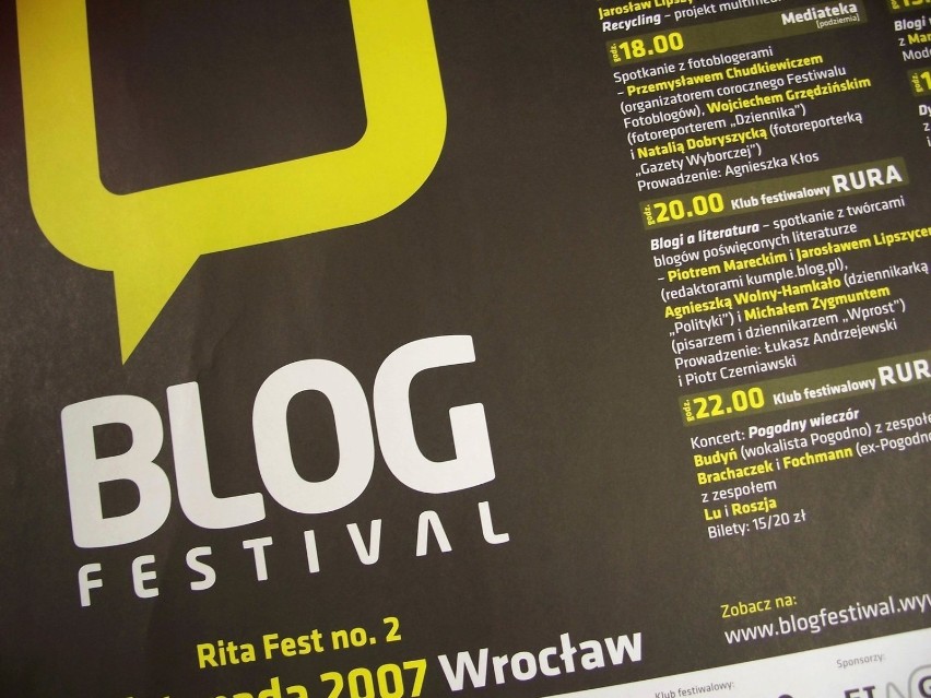 Plakat informujący o Blog Festivalu we Wrocławiu