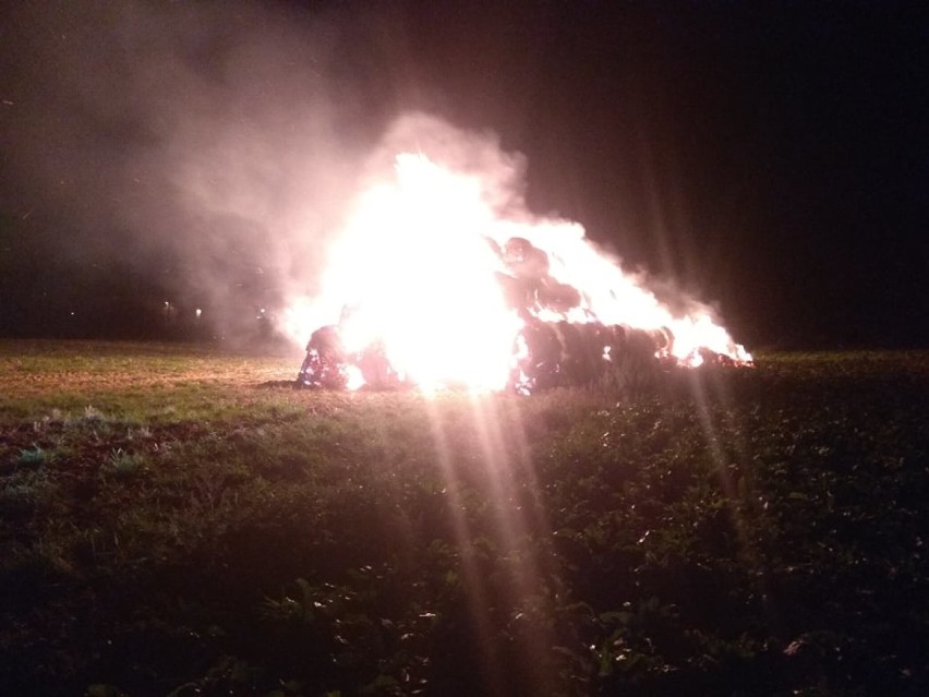 Kolejny, nocny pożar stogu na terenie gminy Kuślin