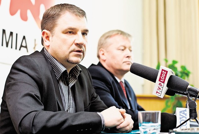 Piotr Duda, przewodniczący Solidarności i Waldemar Krenc, szef łódzkich struktur związku.