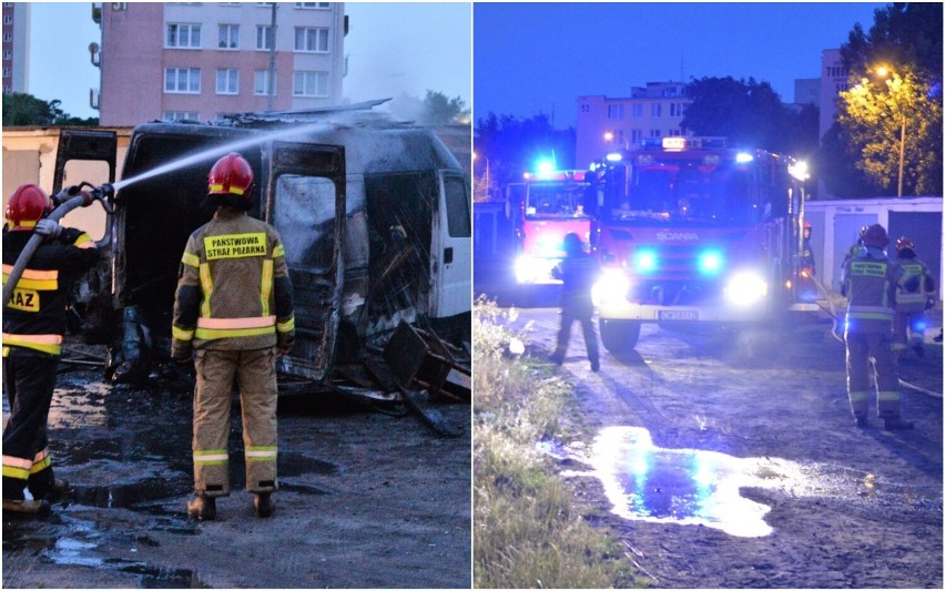 Pożar busa na Zazamczu we Włocławku