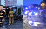 Nocny pożar busa na Zazamczu we Włocławku [zdjęcia]