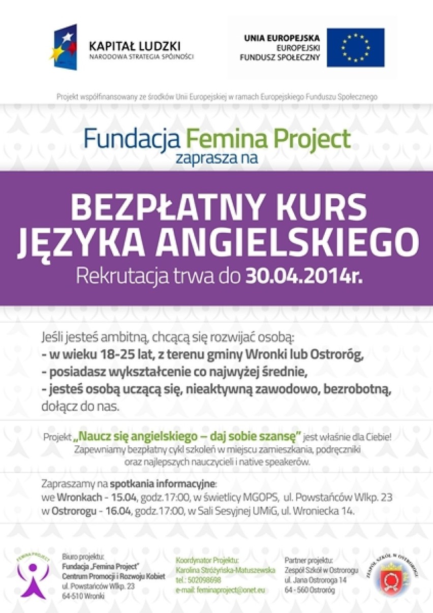 Fundacja Femina Projeckt - kurs języka angielskiego