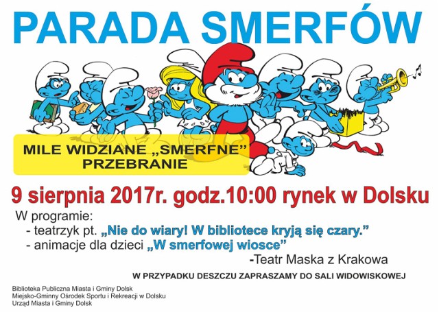 Już w środę 9 sierpnia, w Dolsku pojawią się Smerfy.