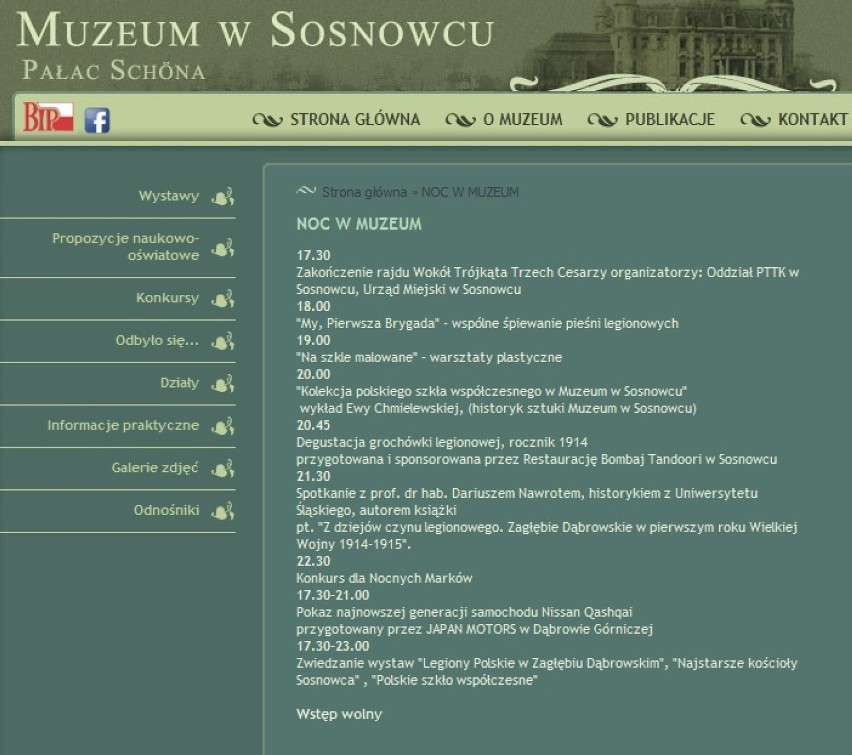 Program imprezy Muzeum w Pałacu Schoena w Sosnowcu:

17.30 –...