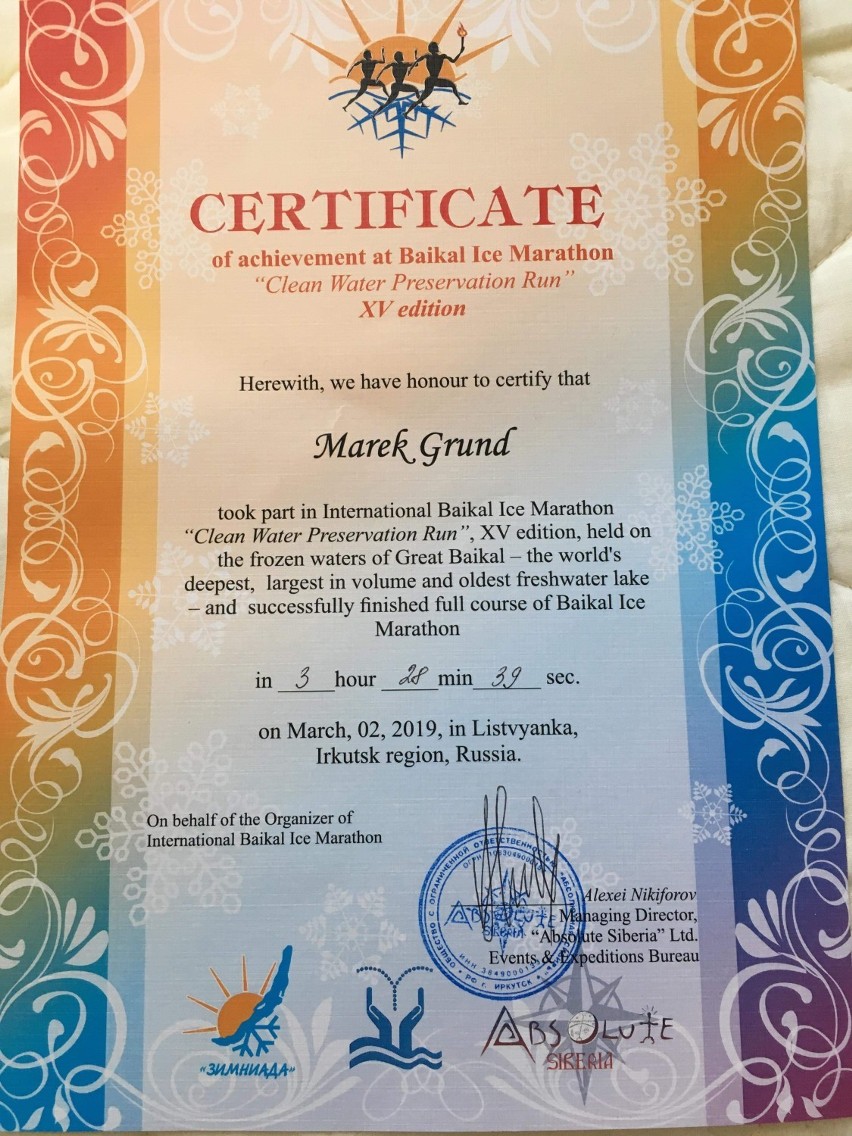 Sukces Marka Grunda w XV Baikal Ice Marathon 2019.