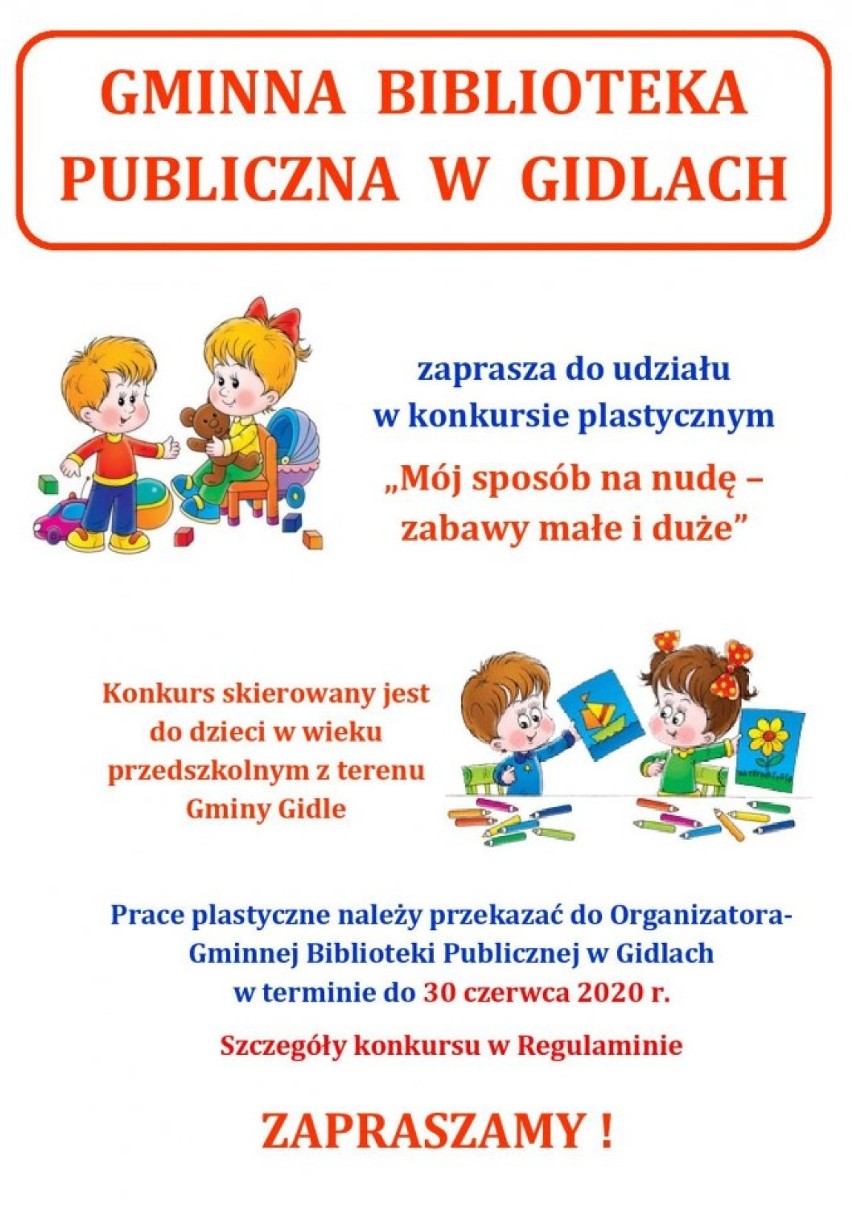 "Sposób na nudę?" - konkurs Gminnej Biblioteki Publicznej w Gidlach