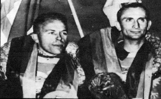 fot. ze starych czasopism   Edmund Migoś (z lewej) jako pierwszy gorzowianin zdobył tytuł Indywidualnego Mistrza Polski.