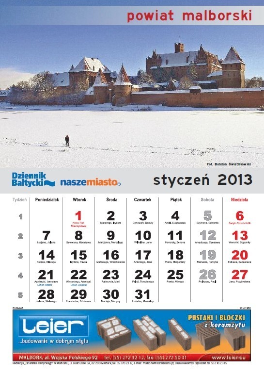 Powiat malborski. Stwórzmy razem ścienny kalendarz na 2014 rok. Przyślij swoje zdjęcia