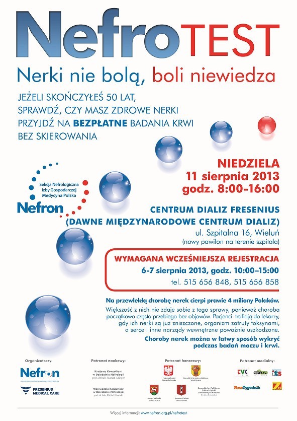 Badania nerek w Wieluniu odbywają się w ramach ogólnopolskiej kampanii Nefrotest