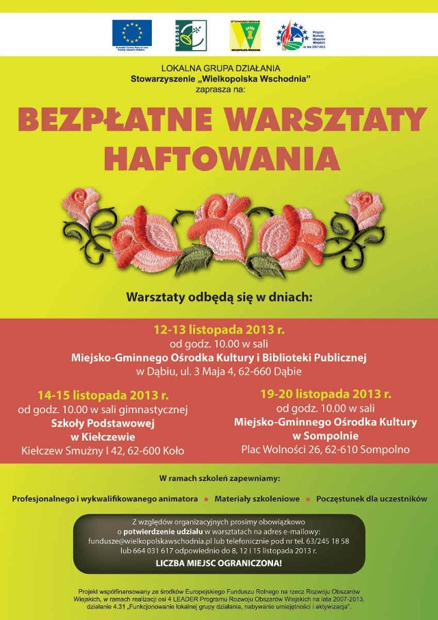 Bezpłatne warsztaty haftowania