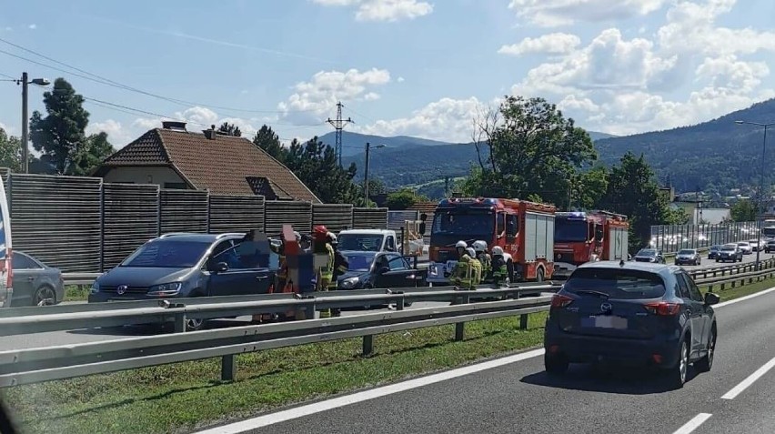 Wypadek w Myślenicach na zakopiance zjazd w kierunku Polanki