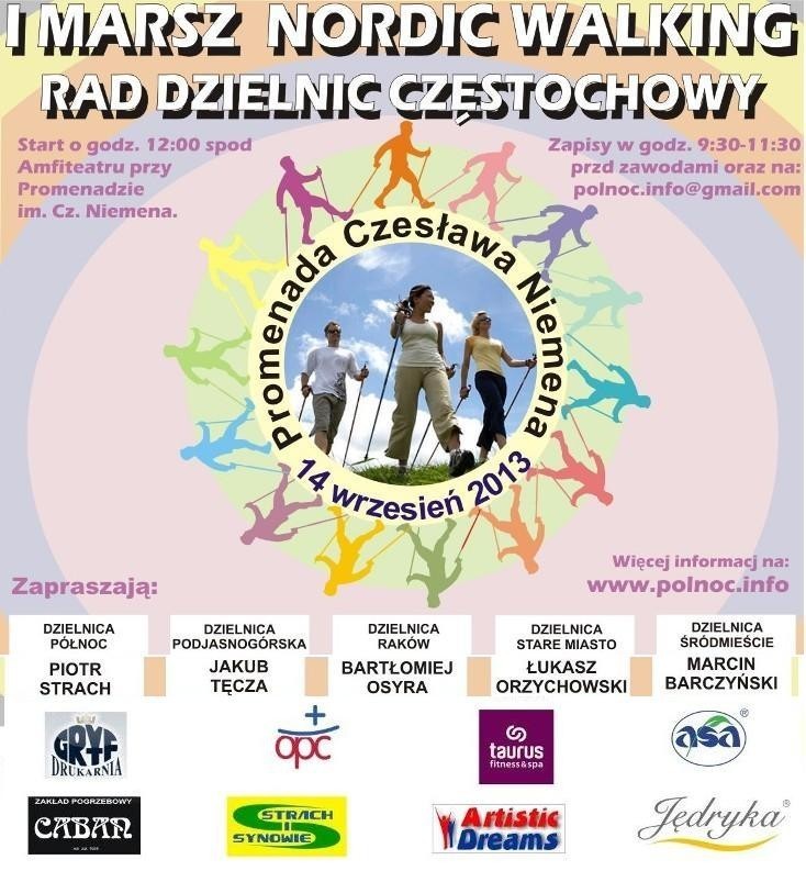 Częstochowa: Marsz Nordic Walking Rad Dzielnic [PLAKAT, MAPKA]