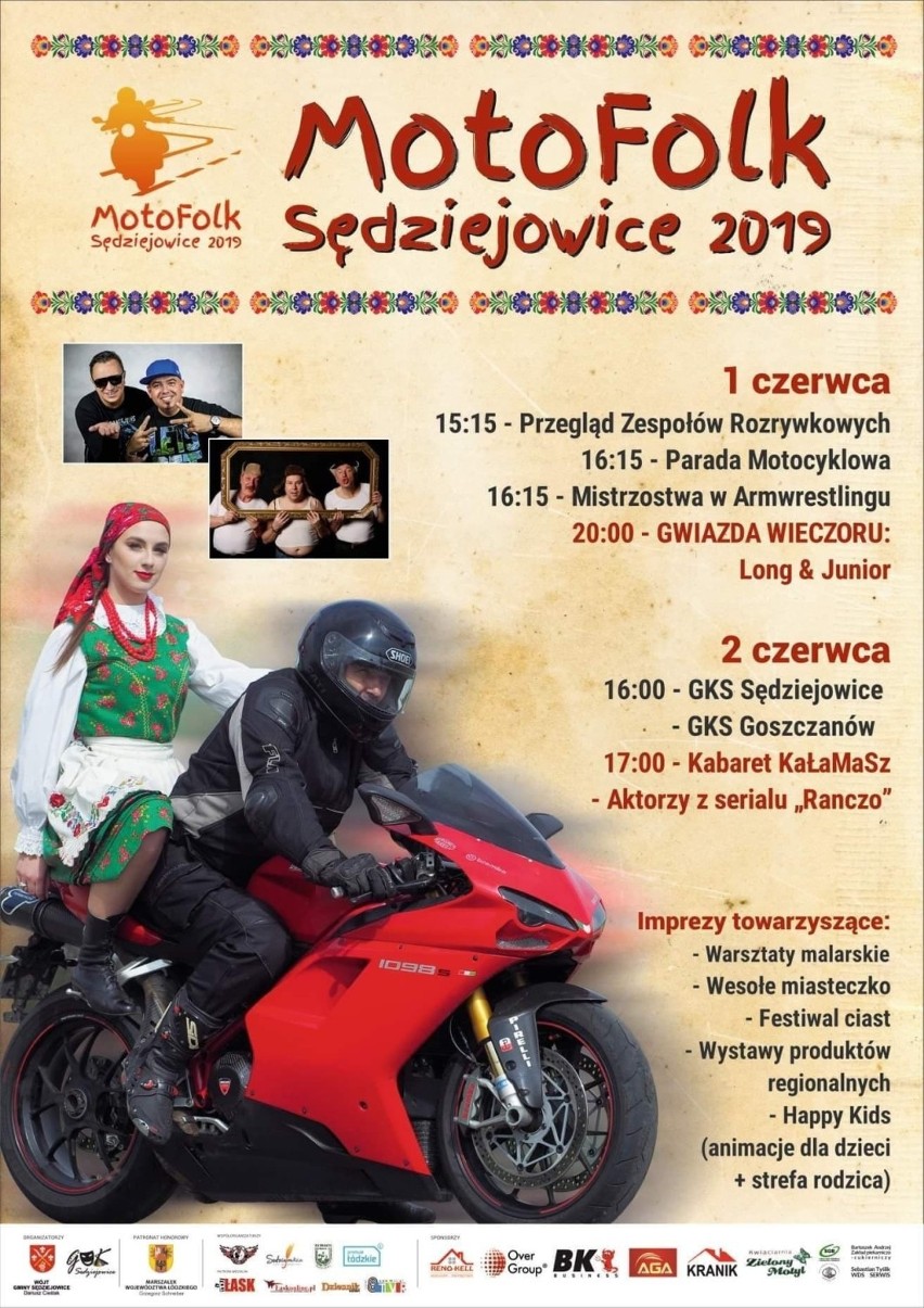 W sobotę w Sędziejowicach MotoFolk 2019 i parada motocyklowa. Będą utrudnienia w ruchu