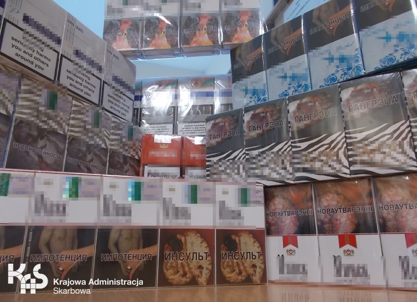 Nielegalne papierosy na targowisku we Włocławku. Funkcjonariusze KAS zabezpieczyli 13 tysięcy sztuk [zdjęcia]