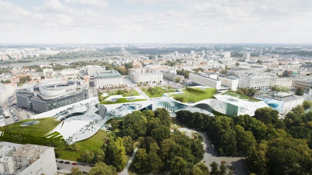 Projekt Polska 2118. Tak może wyglądać plac Piłsudskiego za 99 lat. Zielone dachy, chodniki produkujące prąd, parking na 2 tys. rowerów