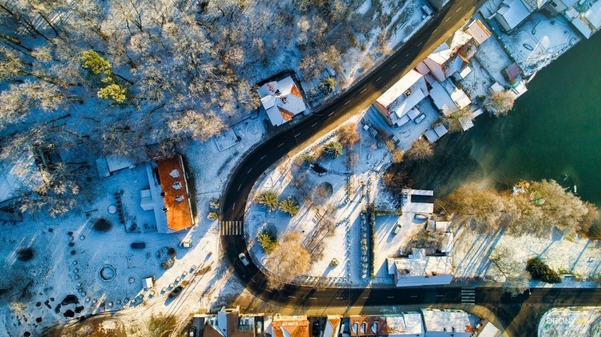 Łagów z lotu ptaka - zdjęcie wykonane tej zimy z drona....