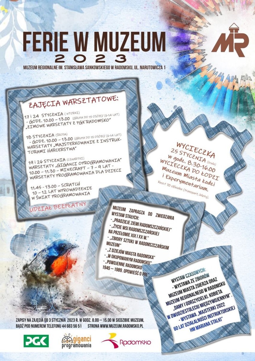 Ferie zimowe Radomsko 2023. Muzeum Regionalne zaprasza na warsztaty, wystawy i wycieczkę