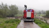Kamyk. Strażacy z OSP Łapanów ratowali kładkę na Stradomce przed zerwaniem, usuwali dwa potężne konary - zobacz zdjęcia