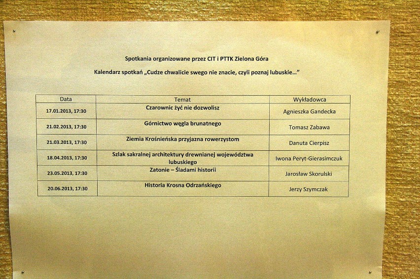 Kalendarz spotkań w Ratuszu w I półroczu 2013 roku