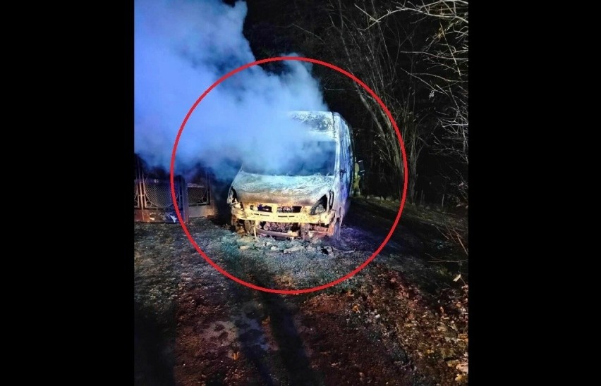 Pożar samochodu dostawczego w Pisarzowicach