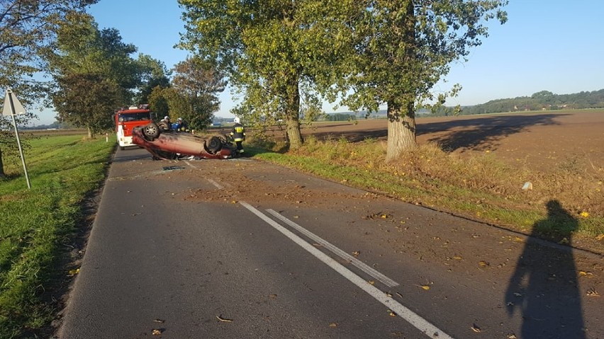 Samochód dachował, kierowca uciekł. W akcji poszukiwawczej strażacy i policja! [ZDJĘCIA]